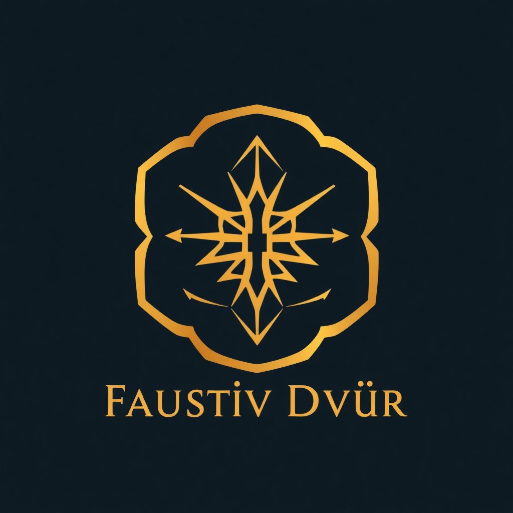 Elegant minimalist logo icon for a luxury restaurant named Faustův Dvůr, gold and anthracite colors, vector style, simple geometric emblem