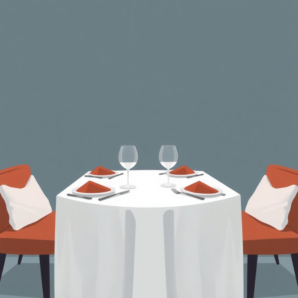 Elegant artistic illustration of a set restaurant table with a 
